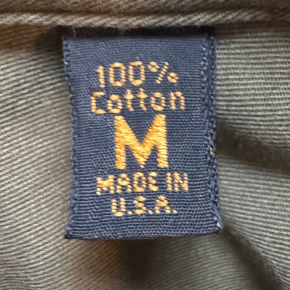 Vintage Eddie Bauer USA Made Military Green Utility Shirt M Long Sleeve Cotton - Picture 11 of 11